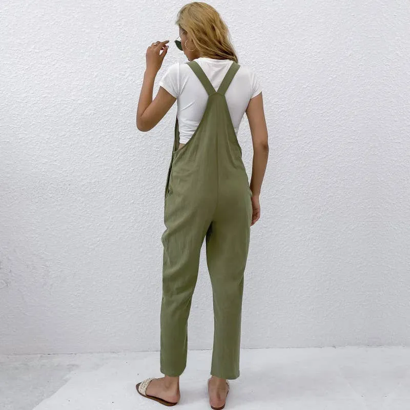 COTTON AND LINEN STRAIGHT OVERALLS_CWSJS0618