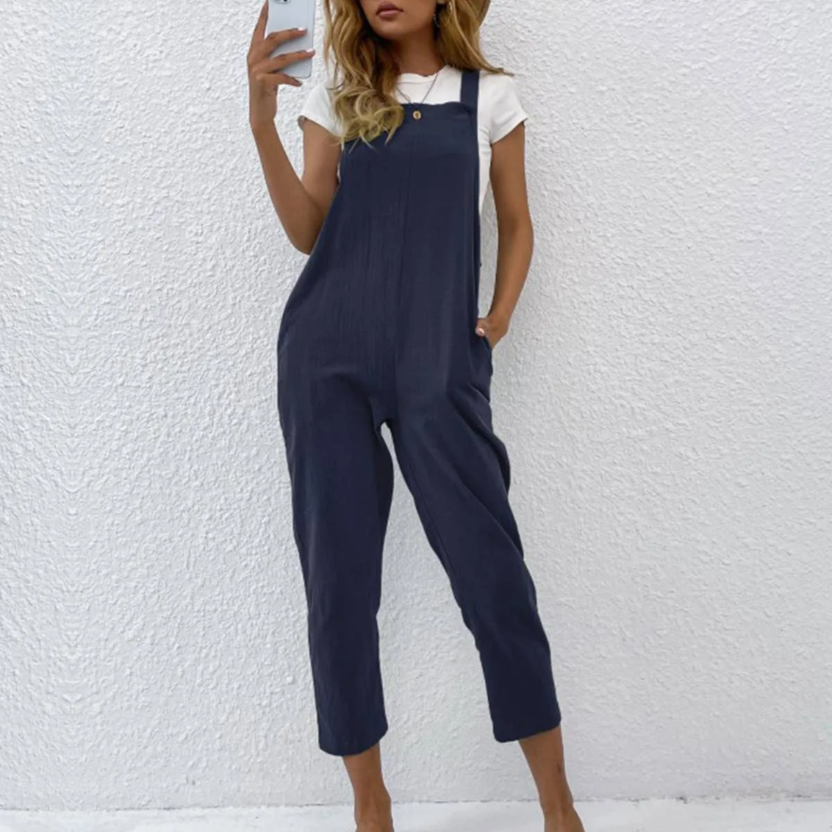 COTTON AND LINEN STRAIGHT OVERALLS_CWSJS0618