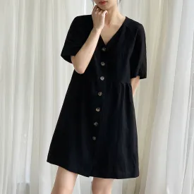 COTTON WAIST SLIMMING HEMP FRENCH DRESS_CWDSD4069