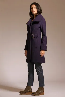 COWL NECK COAT · eggplant