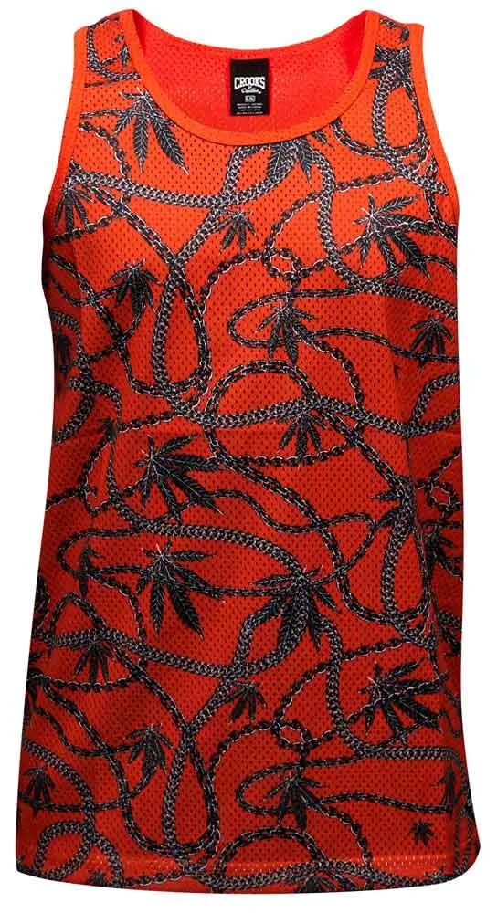 Crooks & Castles Chain Leaf Tank Top Red