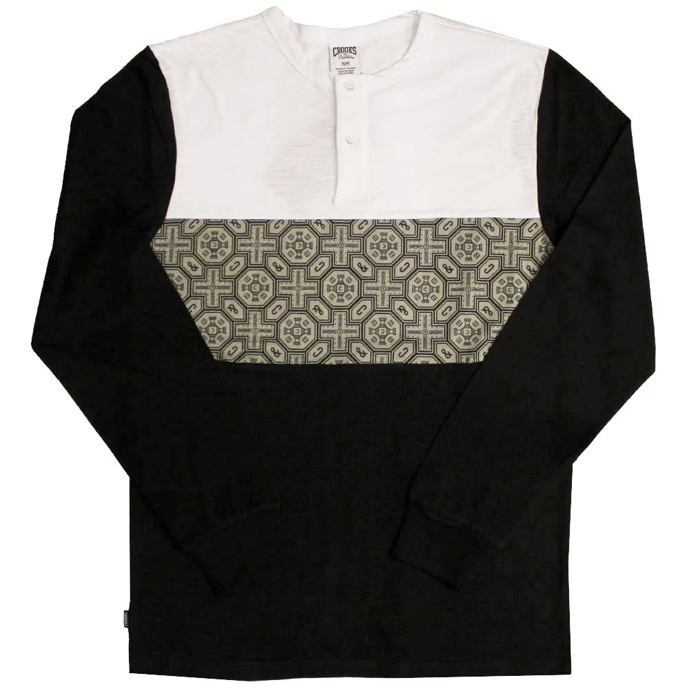 Crooks & Castles Pagoda Long Sleeve Henley T-shirt Black