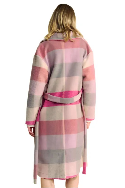 Davi & Dani Tied Color Block Collared Neck Coat