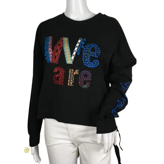 Desigual Letter Print With Embroidered Ethnic Details Vivian Sweater