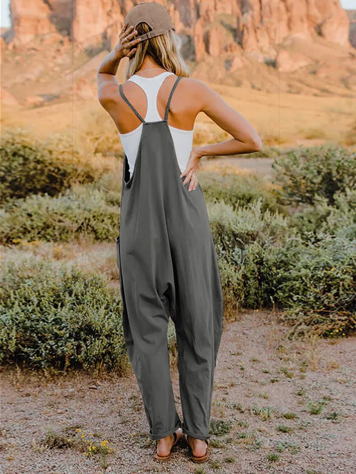 Easy Going Sleeveless V-Neck Pocketed Jumpsuit