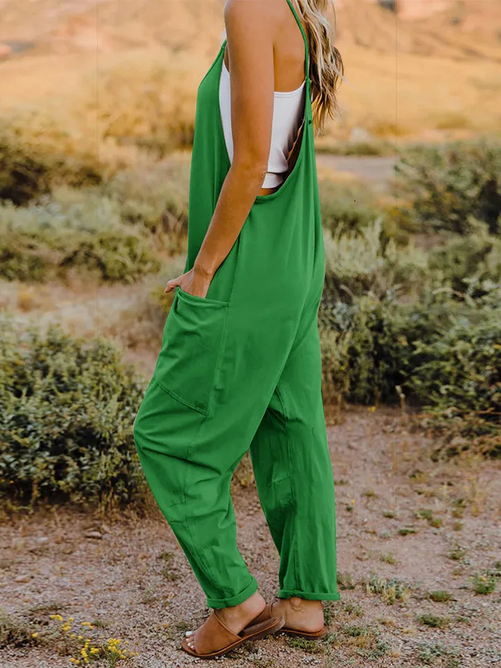 Easy Going Sleeveless V-Neck Pocketed Jumpsuit