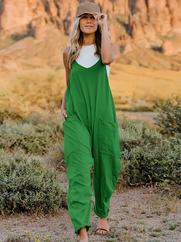 Easy Going Sleeveless V-Neck Pocketed Jumpsuit