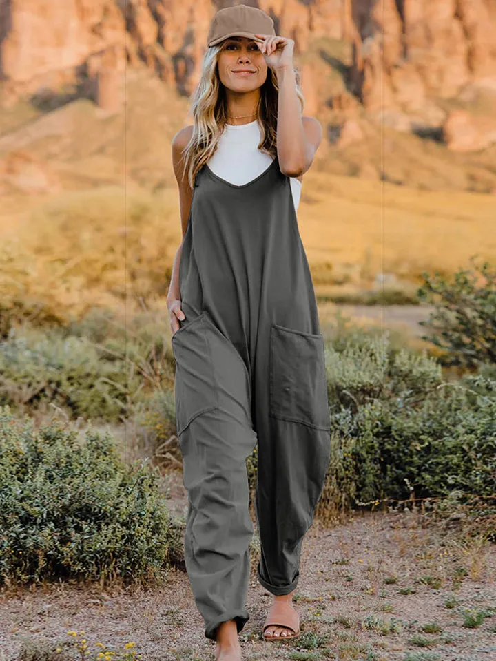 Easy Going Sleeveless V-Neck Pocketed Jumpsuit