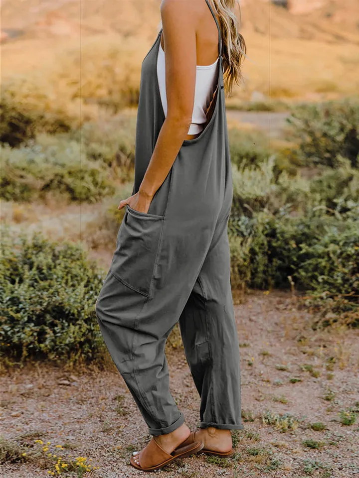 Easy Going Sleeveless V-Neck Pocketed Jumpsuit