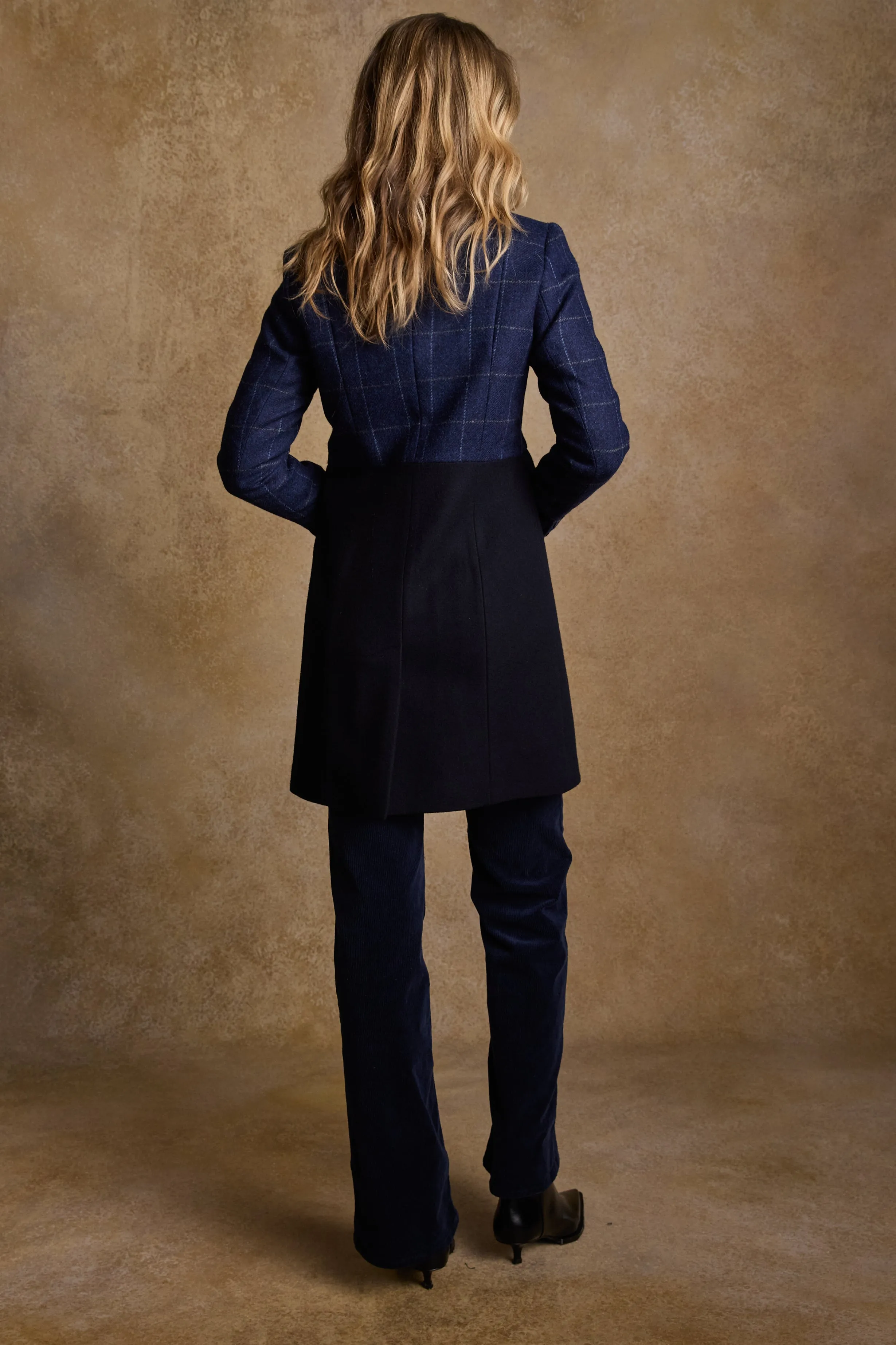 Eileen Tweed Coat - Navy Check & Melton