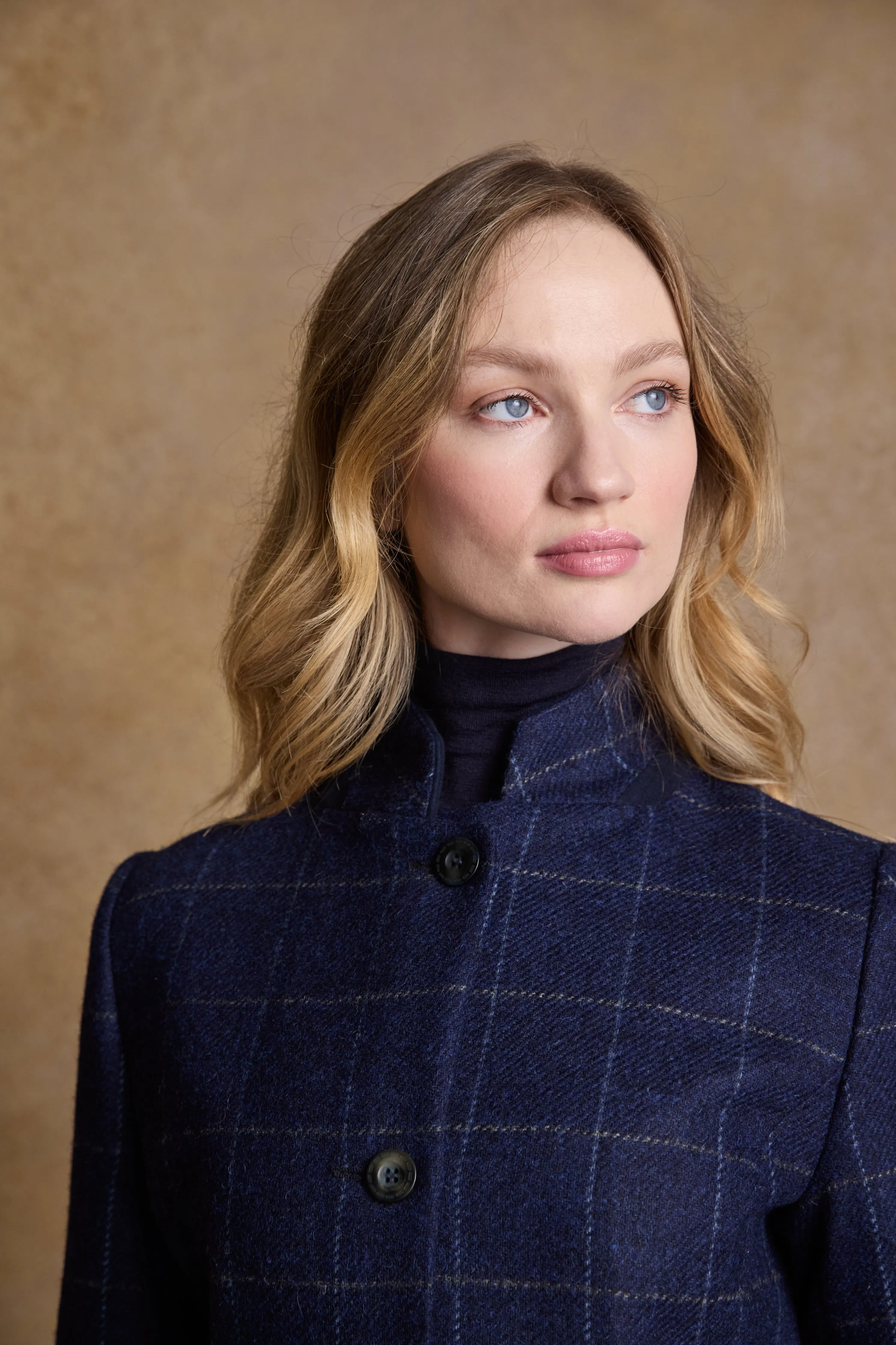 Eileen Tweed Coat - Navy Check & Melton