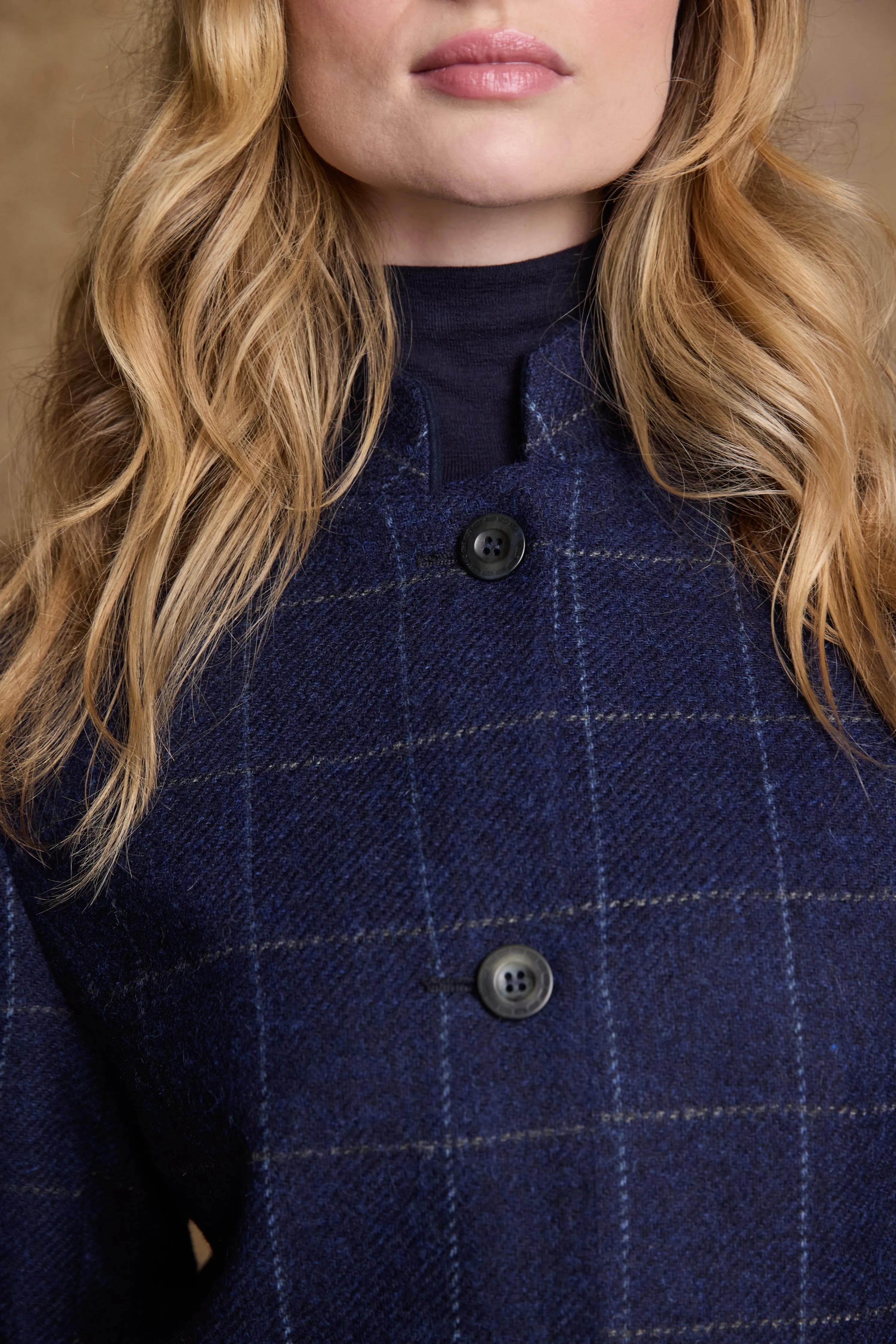 Eileen Tweed Coat - Navy Check & Melton