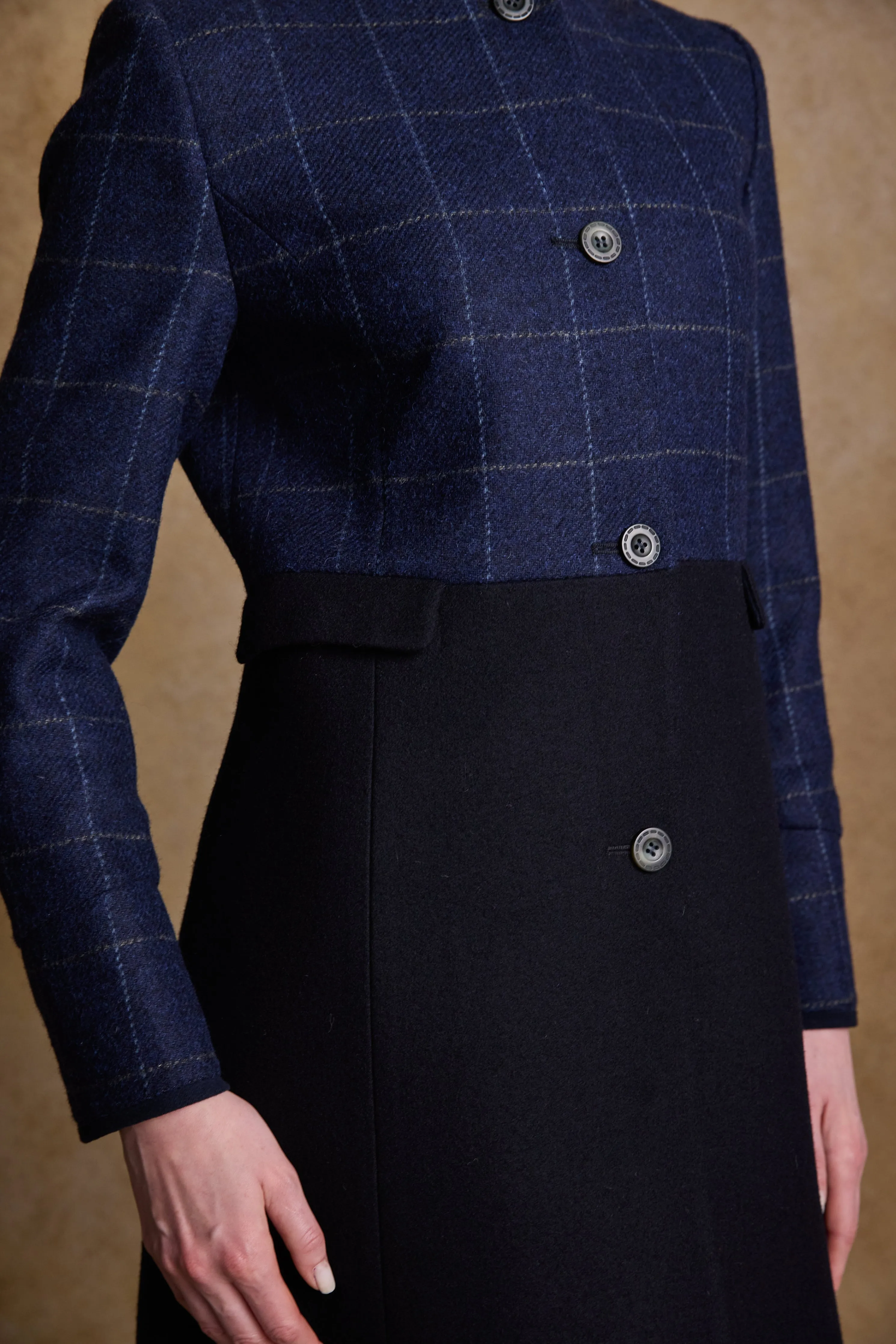 Eileen Tweed Coat - Navy Check & Melton