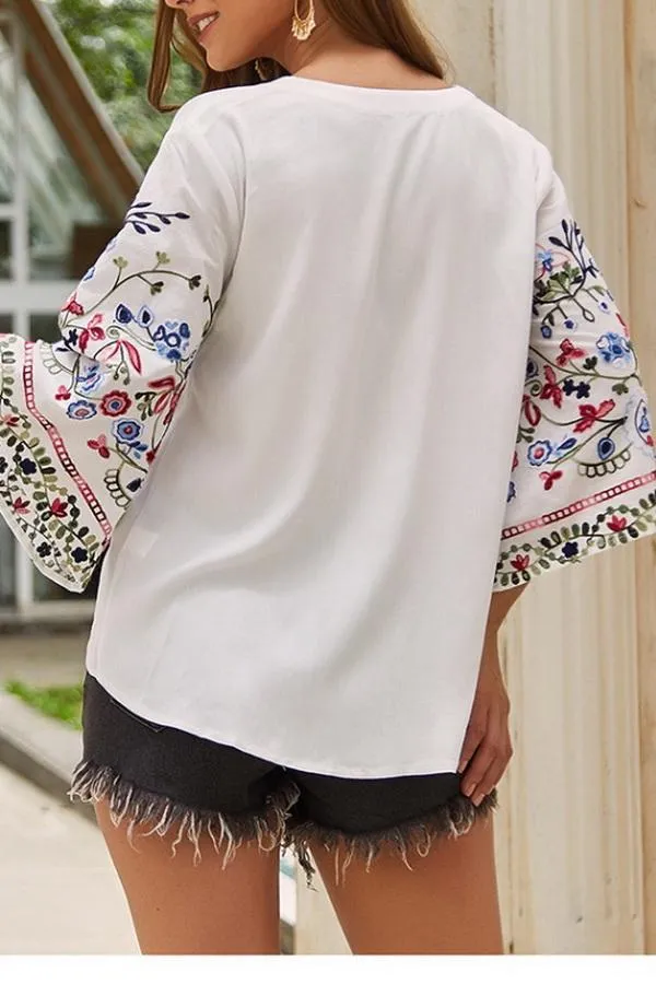 elveswallet Ethnic Three Quarter Length Sleeve T-shirt