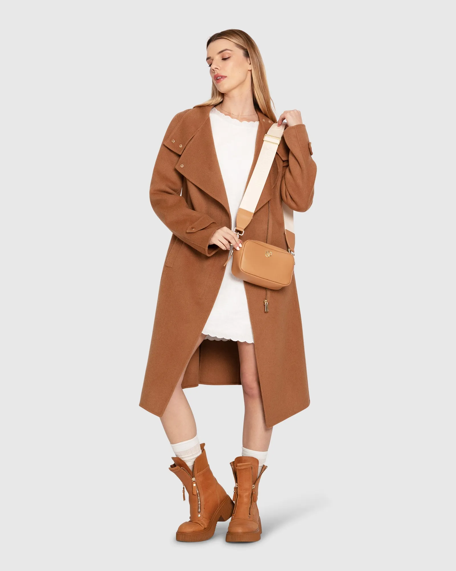 Envy Me Zipped Coat - Camel