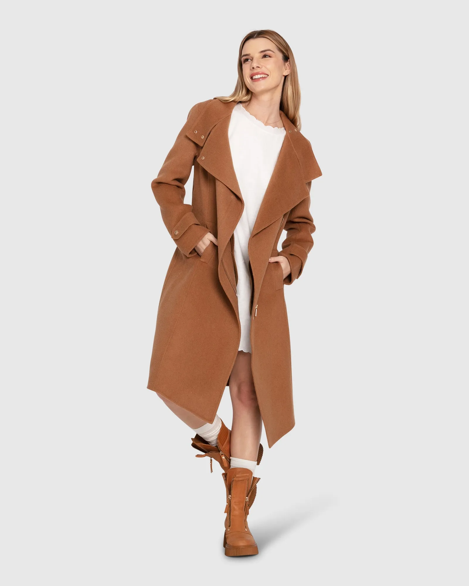 Envy Me Zipped Coat - Camel