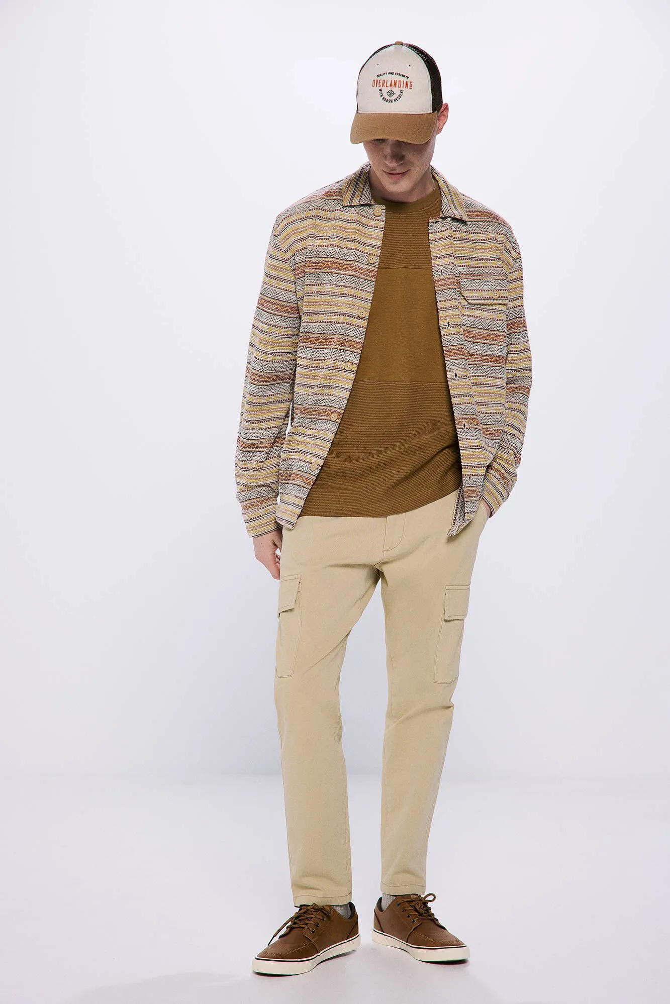 Ethnic Jacquard Shirt - Tan