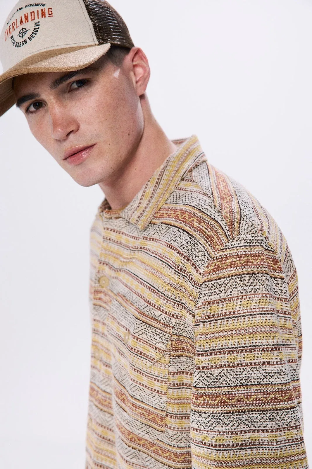 Ethnic Jacquard Shirt - Tan