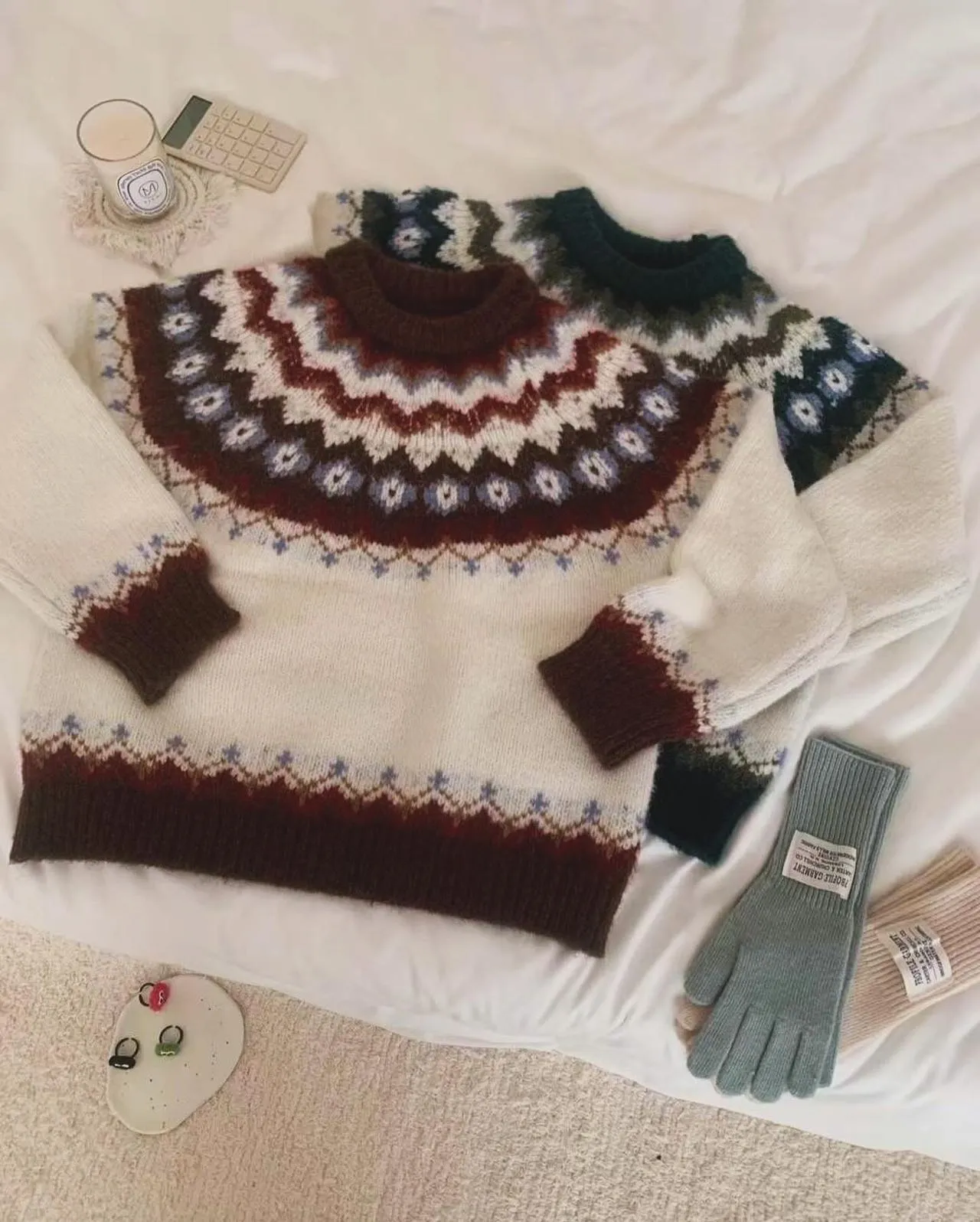 Ethnic Style Lazy Pullover Sweater (Two Color Options)