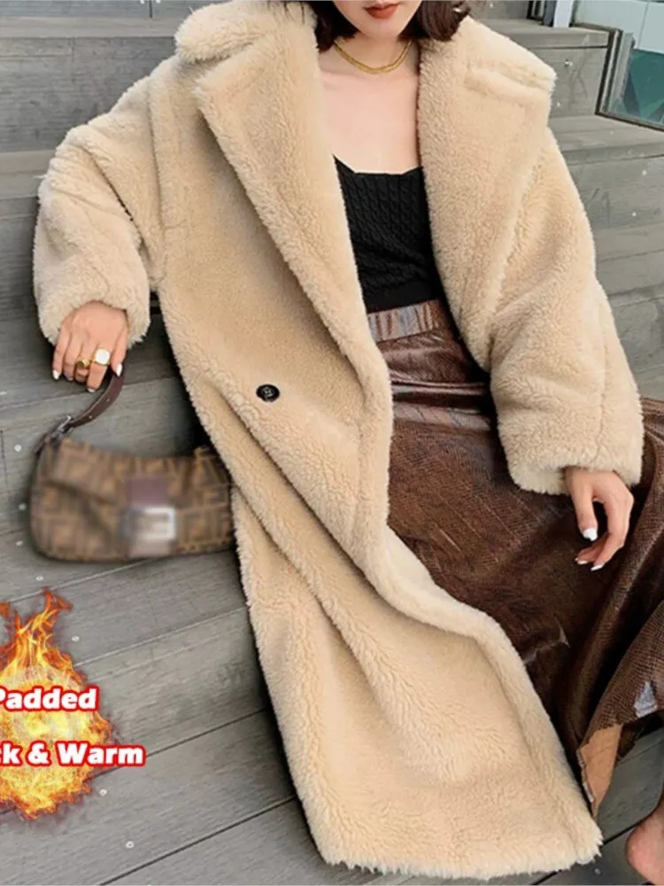 Factory Price Women Winter Longer Faux Fur Warm  Thick Teddy Bear Coat