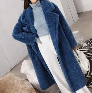 Factory Price Women Winter Longer Faux Fur Warm  Thick Teddy Bear Coat