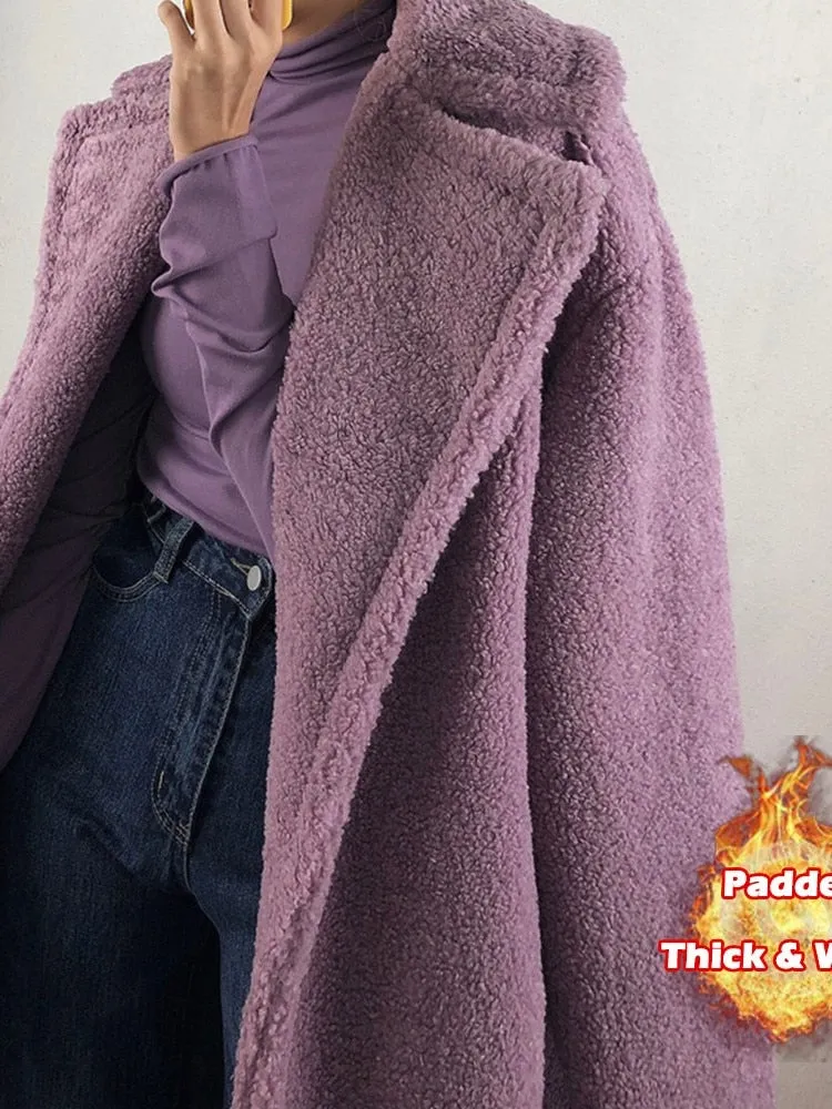 Factory Price Women Winter Longer Faux Fur Warm  Thick Teddy Bear Coat