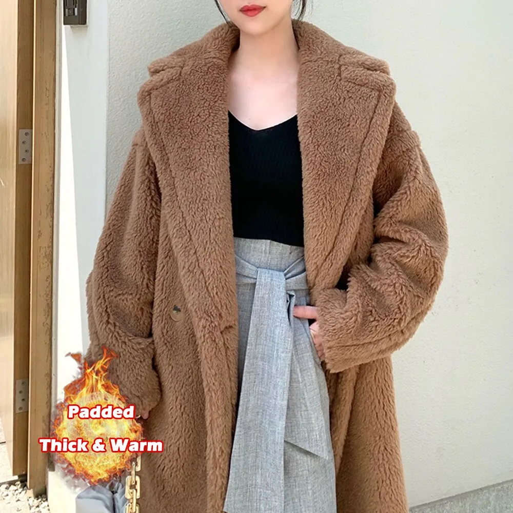 Factory Price Women Winter Longer Faux Fur Warm  Thick Teddy Bear Coat