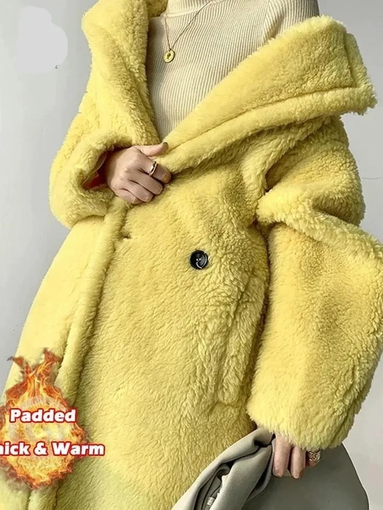 Factory Price Women Winter Longer Faux Fur Warm  Thick Teddy Bear Coat