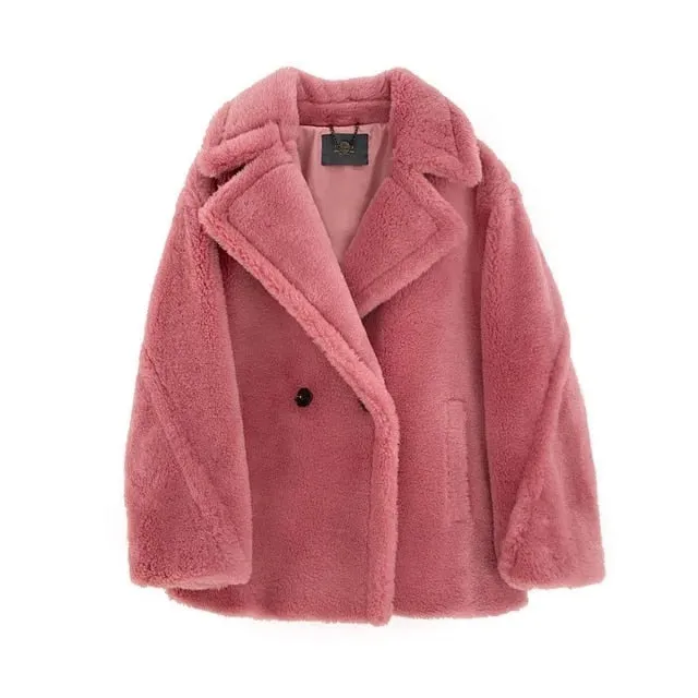 Factory Price Women Winter Longer Faux Fur Warm  Thick Teddy Bear Coat