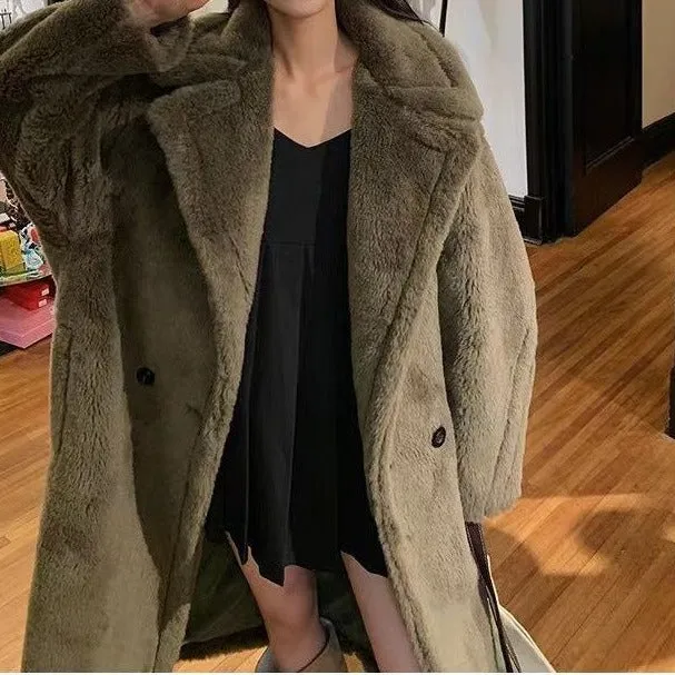 Factory Price Women Winter Longer Faux Fur Warm  Thick Teddy Bear Coat