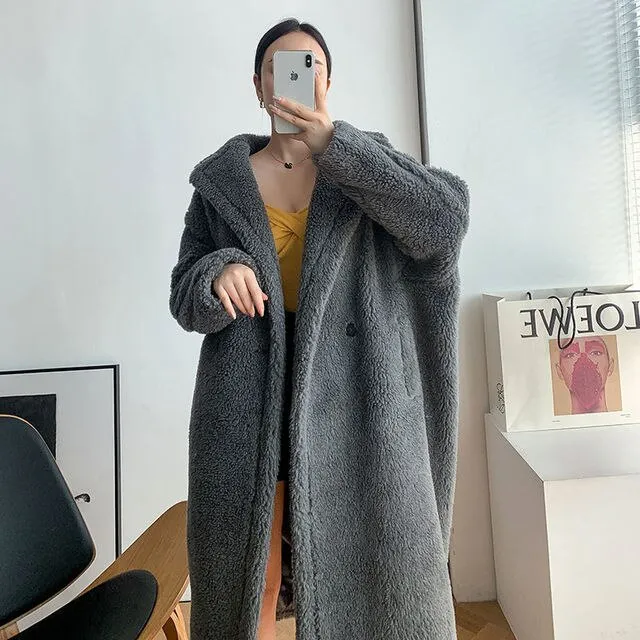 Factory Price Women Winter Longer Faux Fur Warm  Thick Teddy Bear Coat