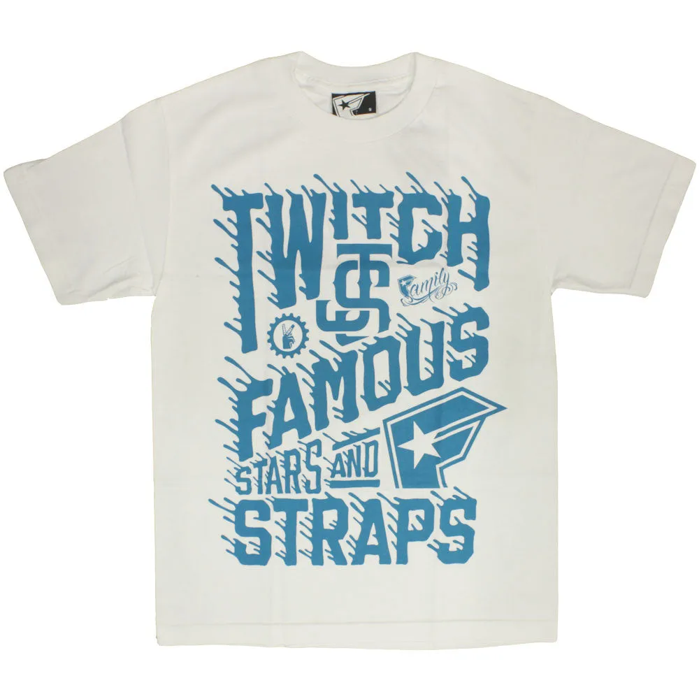 Famous Stars and Straps Twitch Spill T-Shirt White Turquoise