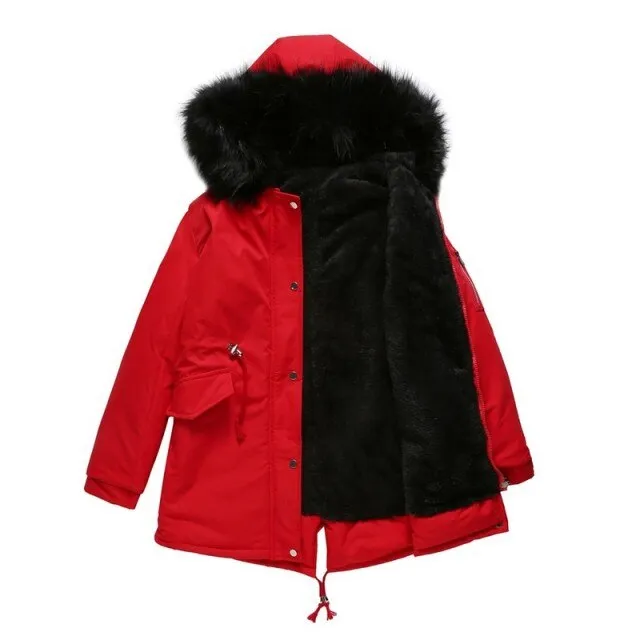 FashionSierra - Classic Fur Jacket Drawstring Hooded Parkas Coat