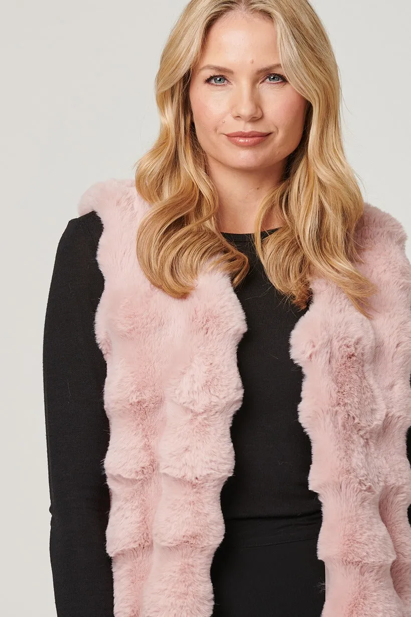 Faux Fur Open Front Longline Gilet