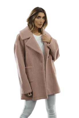 Faux Fur Teddy Coat - Pink