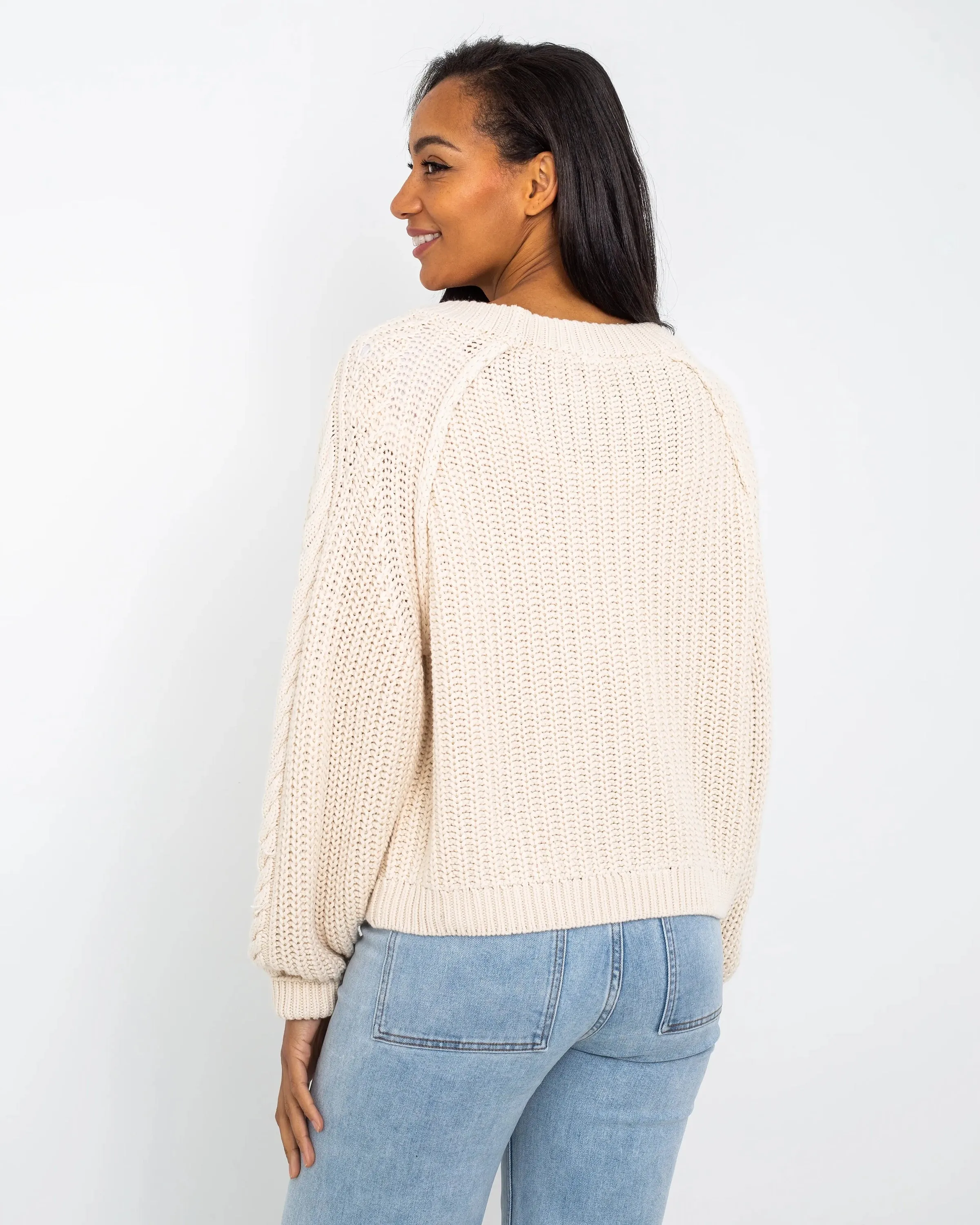 Frankie Cable Jumper in Ivory