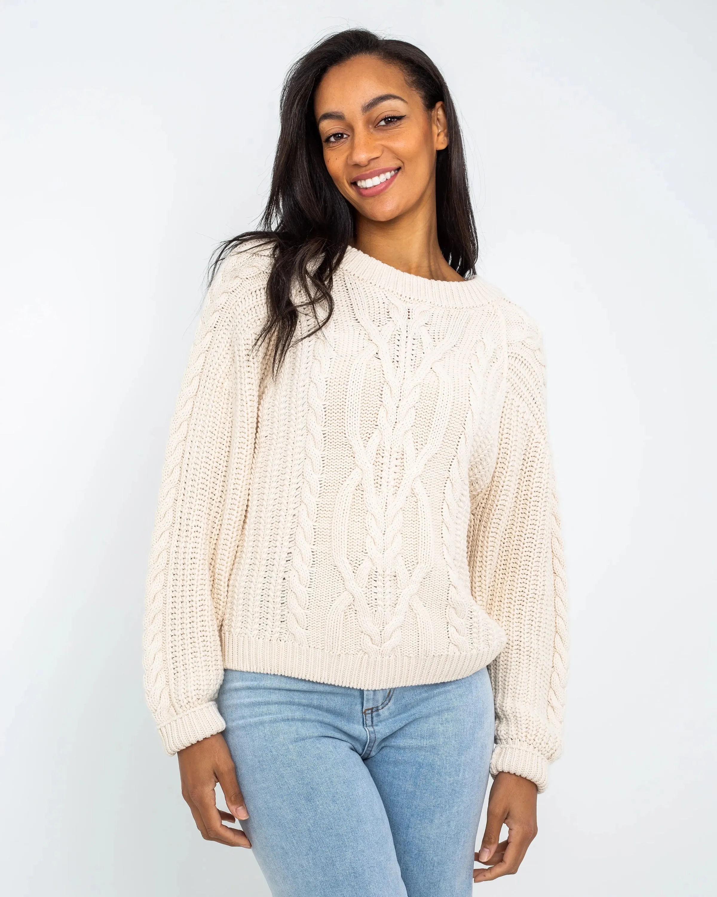 Frankie Cable Jumper in Ivory