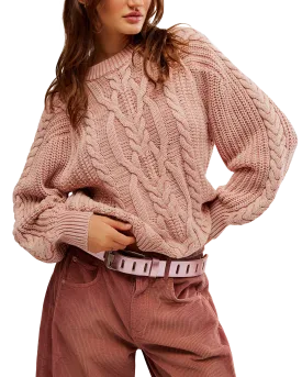 Frankie Cable Jumper in Misty Rose