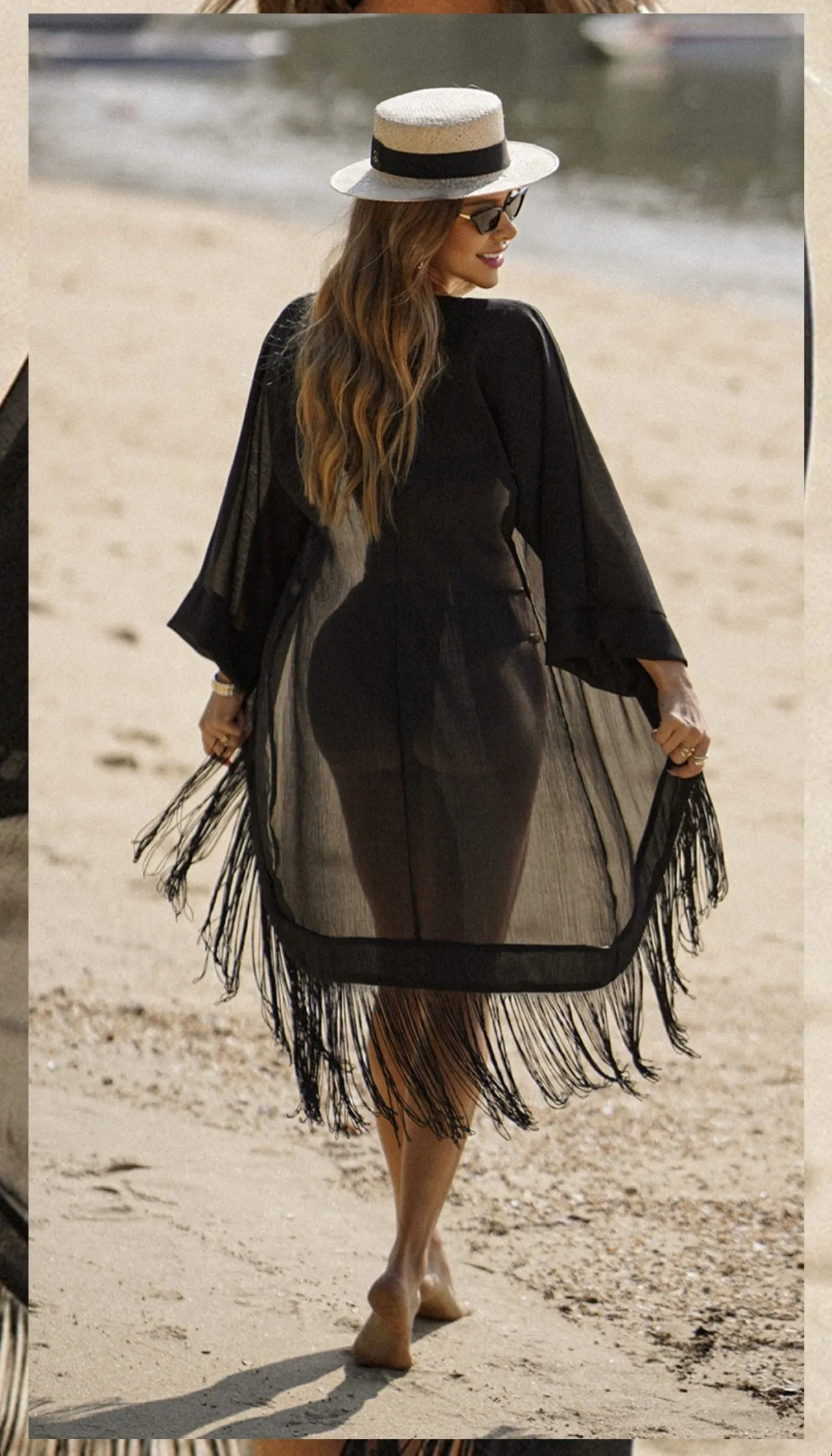 Fringe midi Kimono resortwear for woman