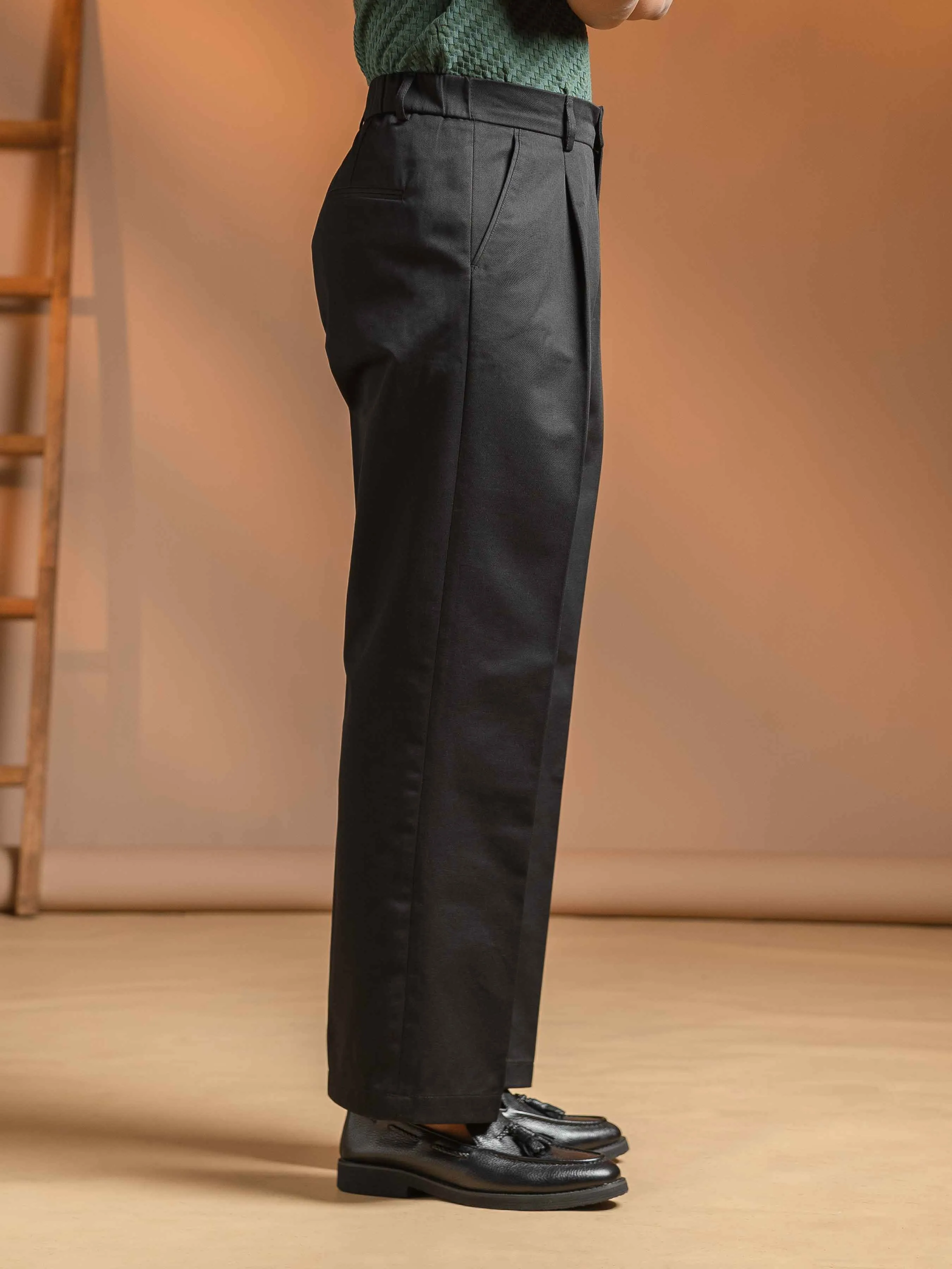 Giorgio Relaxed Trousers - Black (Wide Fit)