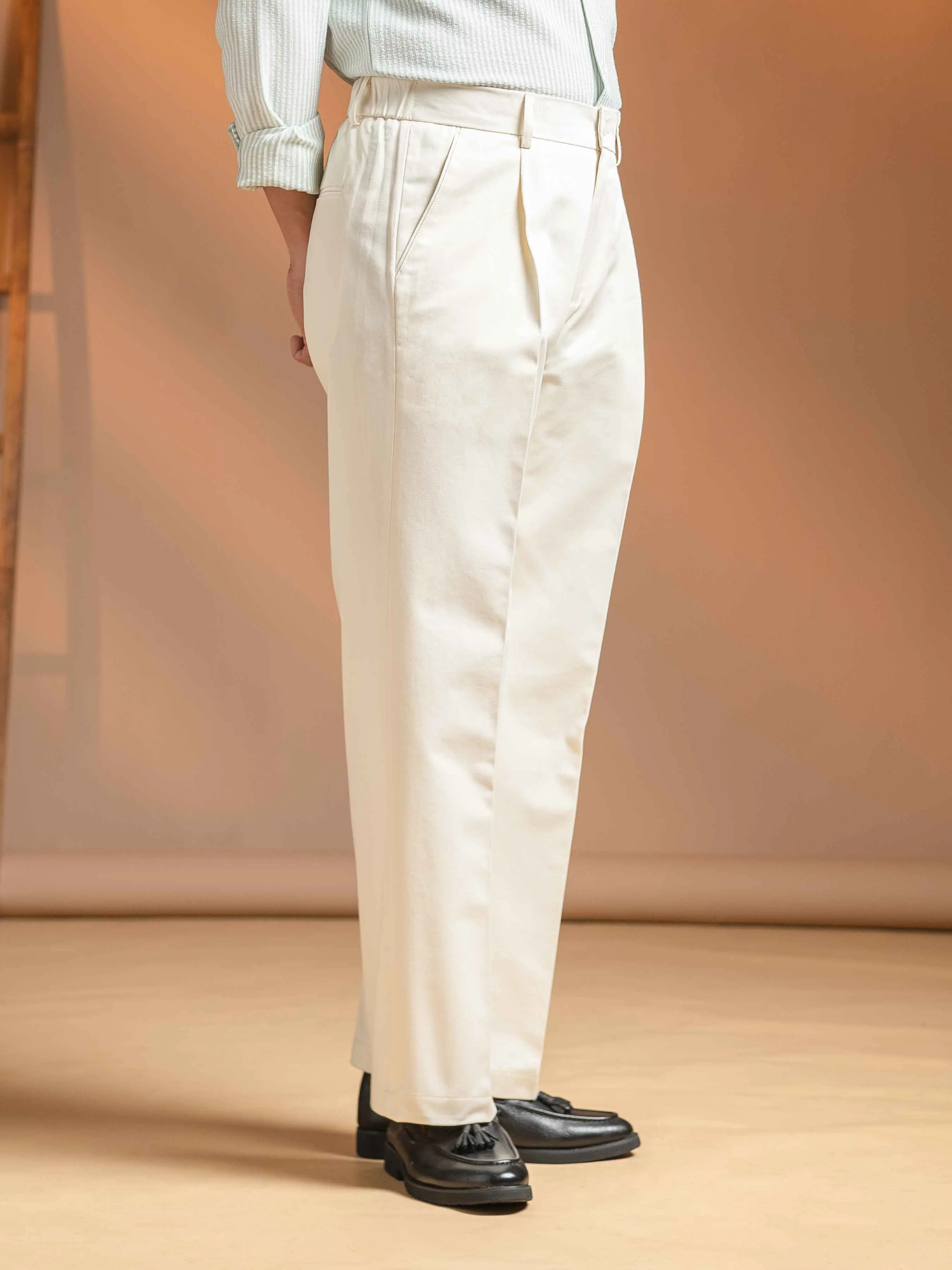 Giorgio Relaxed Trousers - White (Wide Fit)