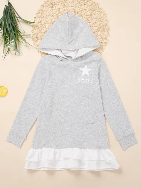 Girls Are Little Stars Hooded Sweater Dress