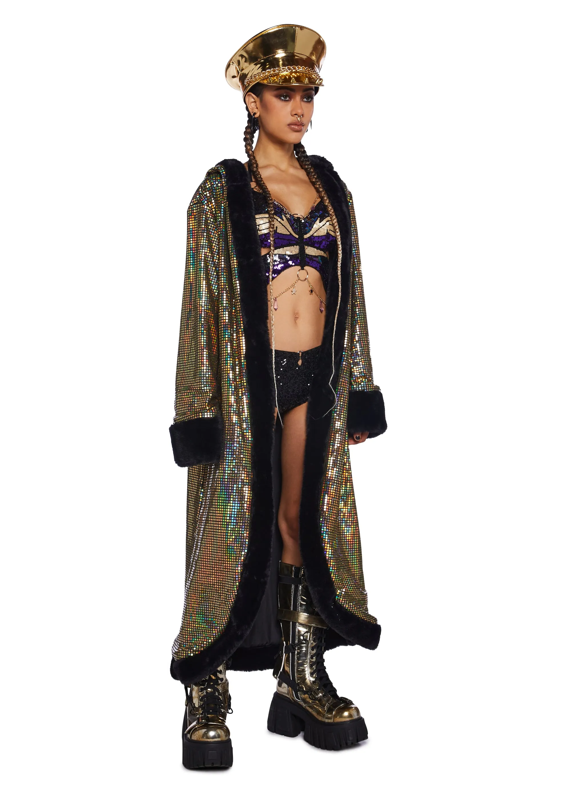 Gold Disco Fusion Hooded Duster