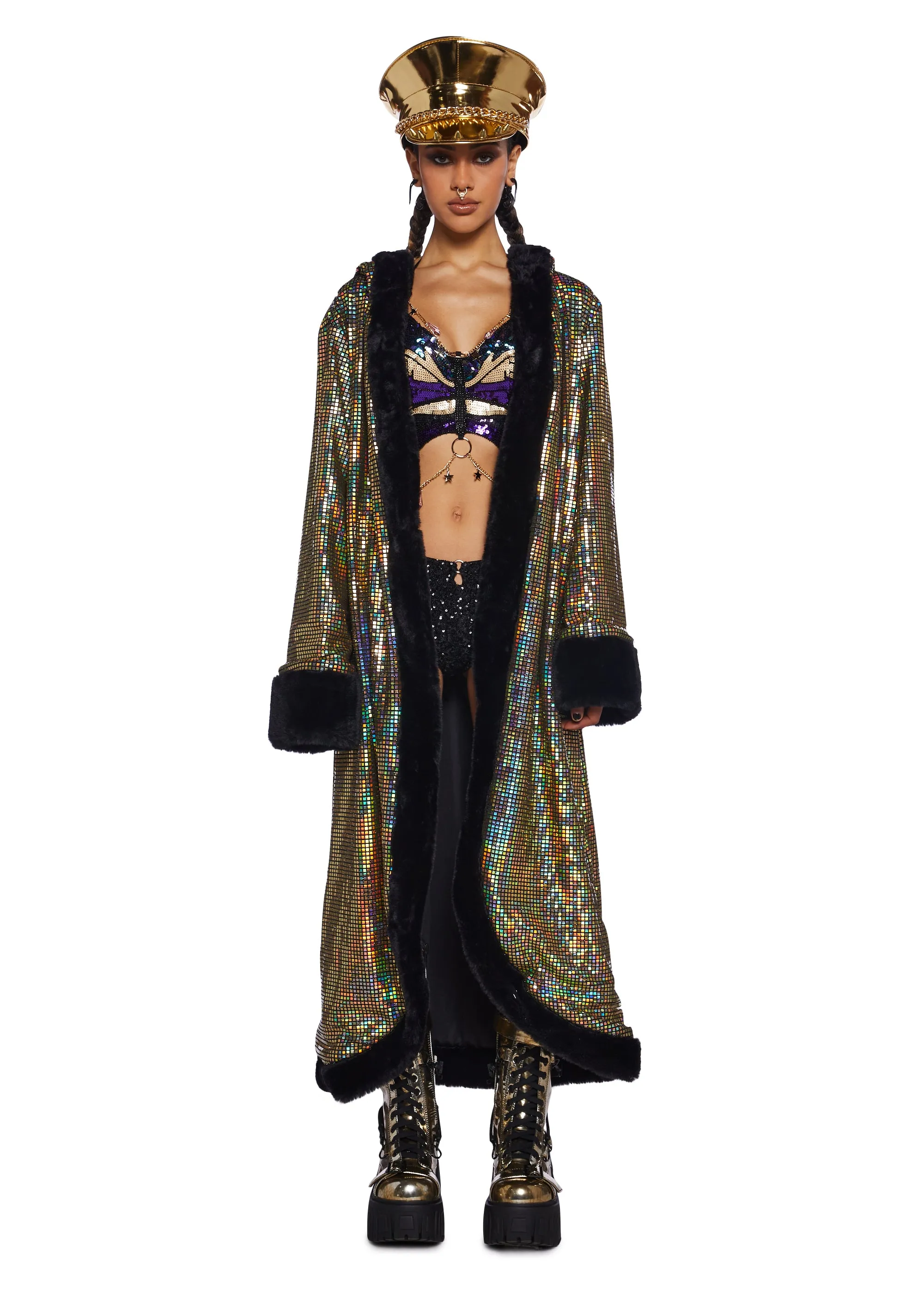 Gold Disco Fusion Hooded Duster