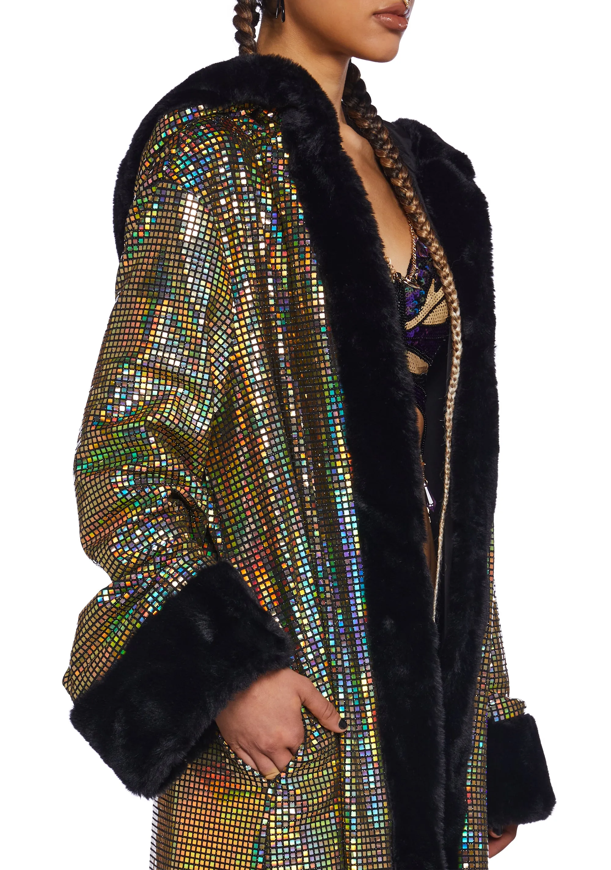 Gold Disco Fusion Hooded Duster