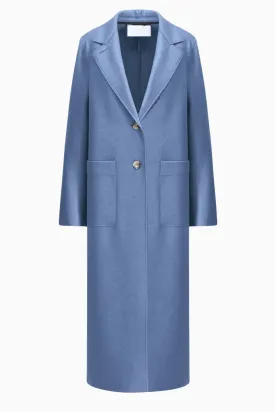 Harris Wharf Long Boxy Pressed Wool Coat - Denim Blue