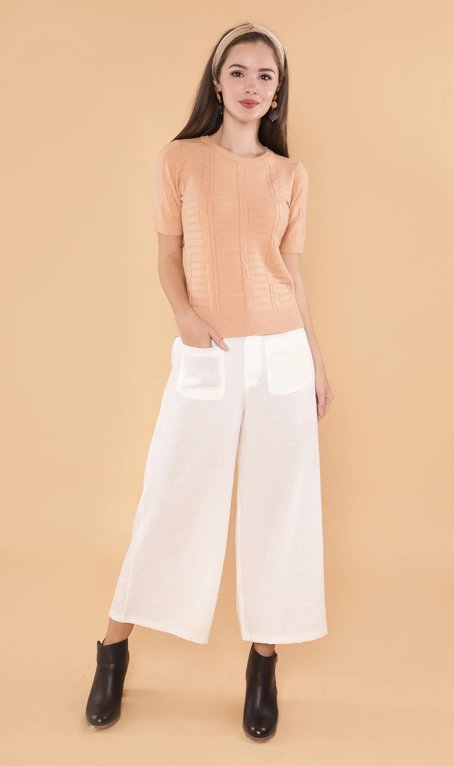 HAYES Crew-Neck Knit Top (Nude)