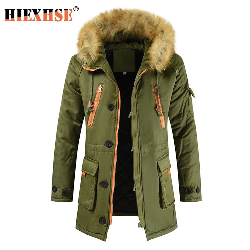 HIEXHSE Winter Jacke Parka Marke Gepolsterte Künstliche Pelz Mittel langen Dicken Parkas Snowjacket