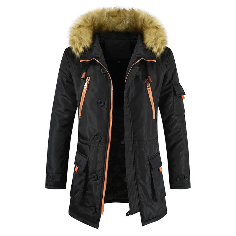 HIEXHSE Winter Jacke Parka Marke Gepolsterte Künstliche Pelz Mittel langen Dicken Parkas Snowjacket