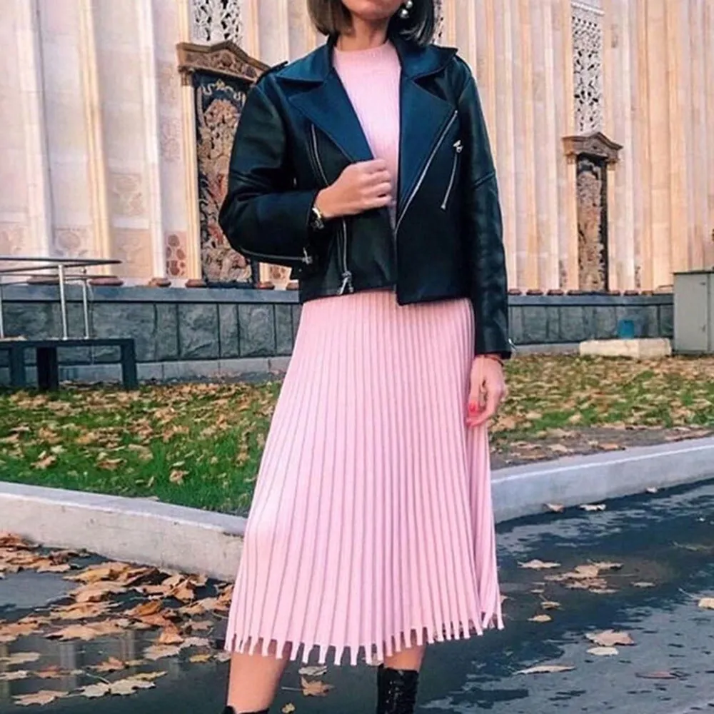 High-end Pleated Retro A-Line Sweater Dress